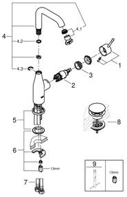 GROHE 23799001 - Baterie lavoar ESSENCE, mărimea L, crom lucios