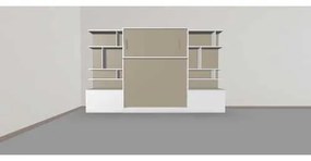 Set pat rabatabil dublu cu somiera inclusa si 2 biblioteci(100 cm) - ROYAL 160 BIG BOOKCASES SET (160X200)