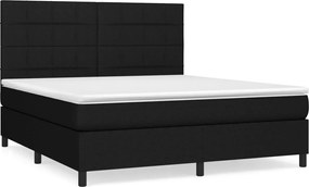 vidaXL Pat box spring cu saltea, negru, 180x200 cm, catifea