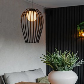 Lampă suspendată de design neagră cu opal - Angela