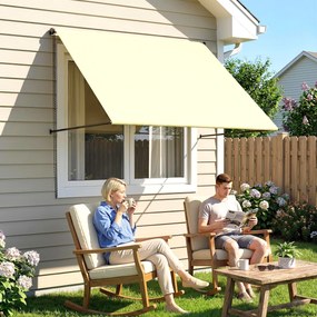 Outsunny Copertină retractabilă manuală înclinare reglabilă 150 x 116 cm protecție UV aluminiu poliester crem | Aosom Romania