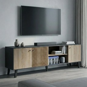 Comoda TV Tuscara, nuanta sonoma-antracit, 180 x 41 x 51 cm