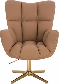 HR650CROSS Scaun Caramel Piele Ecologica Premium Soft cu Bază Aurie