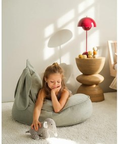 Fotoliu puf pentru copii verde mentă cu tapițerie din catifea Bunny – Wigiwama