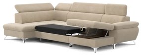 Canapea extensibilă colțar U CATANIA stânga, spațiu depozitare, bej