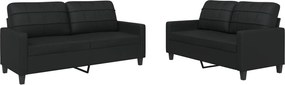 vidaXL Set de canapele cu perne, 2 piese, negru, piele ecologică