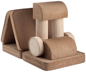 Canapea pentru copii maro cu tapițerie din catifea reiată 132 cm Settee – Wigiwama