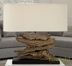 Lampa de masa realizata manual din lemn de tec, Riverine natur A-36786 VC