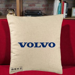 Perna Personalizata cu emblema Volvo, 40x40 cm, Bej, Husa Detasabila, Perna Inclusa, BEKZ®
