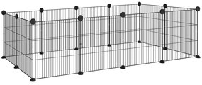 PawHut Țarc Modular pentru Animale de Companie de Talie Mică cu Panouri și Accesorii, 140x70x35 cm, Negru | Aosom Romania