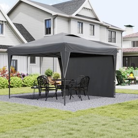 Outsunny Tonnelă/cort barnum de grădină pliant cu panou lateral detașabil + sac de transport, cadru oțel, țesătură Oxford | Aosom Romania