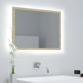 Oglinda de baie LED, stejar sonoma, 60x8,5x37cm, lemn prelucrat Stejar sonoma