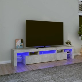 Comoda TV cu lumini LED, gri beton, 200x36,5x40 cm 1, Gri beton, 200 x 36.5 x 40 cm