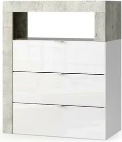 Dulap coloana mediu LC Mobili Italia Hamburg finisaj alb lucios/gri beton 64x78 cm