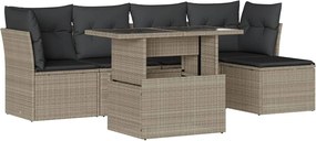 vidaXL Set canapele de grădină cu perne, 6 piese gri deschis poliratan