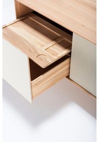 Comodă TV albă/în culoare naturală din lemn de stejar 180x64 cm Fina – Gazzda