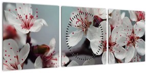 Tablou cu floare - roșie (cu ceas) (90x30 cm)