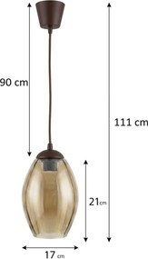 Brilagi - Lustră LED suspendată pe cablu R GLASS 1xE27/60W/230V Ø 17 cm maro/bej fumuriu