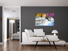 Tablou cu Erawan cascadă în pădure (90x60 cm)