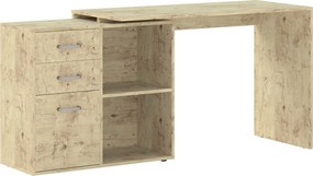 HOMCOM Birou de Colț pentru PC cu 2 Sertare și Rafturi Deschise, Birou de Colț în Formă de L, 117x83,5x76 cm, Lemn Natural | Aosom Romania