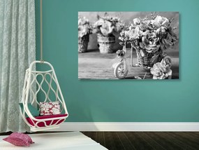 Tablou garoafă roz romantică într-o atingere vintage în design alb-negru