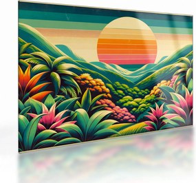 Tablou pe sticlă - Apus de soare multicolor (70x50 cm)