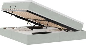 vidaXL Pat cu saltea și spațiu de depozitare Gri deschis 160 x 200 cm
