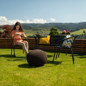 Set de grădină din 4 piese din ratan, negru, BOJAR