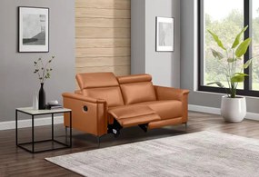 Canapea cu recliner, 2 locuri, funcție manuală, culoare cognac