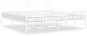 373765 vidaXL Cadru de pat metalic cu tăblie, alb, 200x200 cm