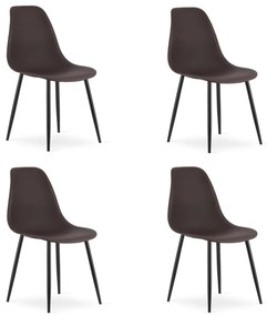 Set 4 scaune maro închis OSAKA cu picioare negre