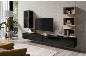 Mobilier living Calabria C36 BLACK (Negru + Stejar artisan) (fără iluminat). 1051583