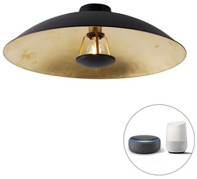 Plafonieră inteligentă neagră cu auriu 60 cm inclusiv Wi-Fi A60 - Emilienne