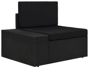 vidaXL Canapea de colț modulară cu cotieră dreapta, negru, poliratan