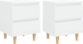 vidaXL Noptiere & picioare lemn pin 2 buc. alb extralucios 40x35x50 cm