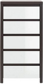 Comoda KASPIAN KOM5S, alb lucios/wenge, PAL, 56x41x113 cm