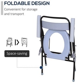HOMCOM Scaun Toaletă Pliabil cu Găleată Detașabilă pentru Vârstnici și Persoane cu Dizabilități, Scaun WC, 52x50x75 cm, Negru | Aosom Romania
