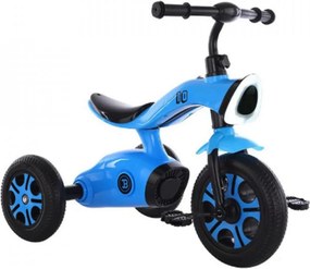 Tricicleta cu pedale NOVOKIDS™ Space Trike, Cu melodii si lumini, Max 30 kg, Roti din spuma cauciucata EVA, Cadru metalic, Model motocicleta, Albastru