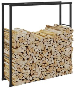 vidaXL Rastel pentru lemne de foc, negru, 110x30x116 cm, oțel