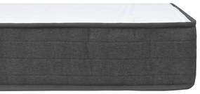 Pat continental, gri inchis, 140x200 cm, material textil 140 x 200 cm, Tablie cu patrate + baza de pat de 24