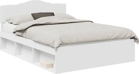 vidaXL Cadru de pat cu headboard Alb 160 x 200 cm Lemn de pin masiv