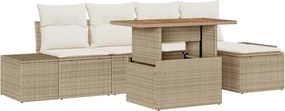 vidaXL Set de canapele pentru grădină 6 pcs Bej Rattan poli