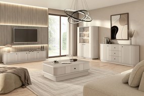 Comodă TV pe soclu Vesper 4D 187 cm - cașmir / mânere negre