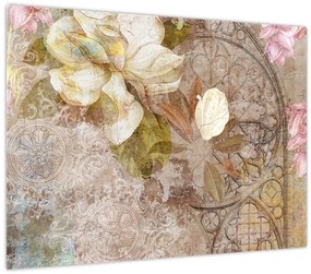 Tablou pe sticlă - Ornament de flori (70x50 cm)
