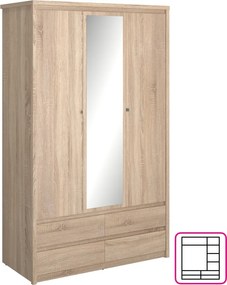 Dulap cu oglindă 3D4S, stejar sonoma, NORTY TYP 1
