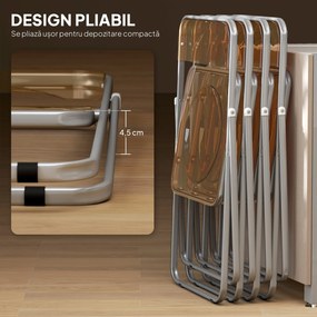 HOMCOM Set de 4 Scaune Pliabile din Acril, Scaune Pliabile Economisitoare de Spațiu din Oțel, Scaun Pliabil pentru Interior pentru Casă, Birou, Petreceri și Evenimente, 47x48x75 cm, Portocaliu | Aosom Romania