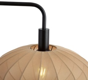 Lampă de podea Japandi neagră cu abajur maro din material textil - Bida