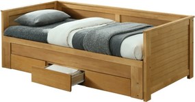 Pat extensibil GORETA 90x200/180x200, stejar, cu somiera si 3 sertare