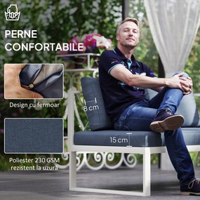 Outsunny Set Mobilier de Grădină din 4 Piese cu 2 Canapele, Fotoliu Reglabil și Măsuță de Cafea, 121x61x62 cm, Gri | Aosom Romania