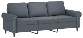 359540 vidaXL Canapea cu 3 locuri, gri închis, 180 cm, material catifea